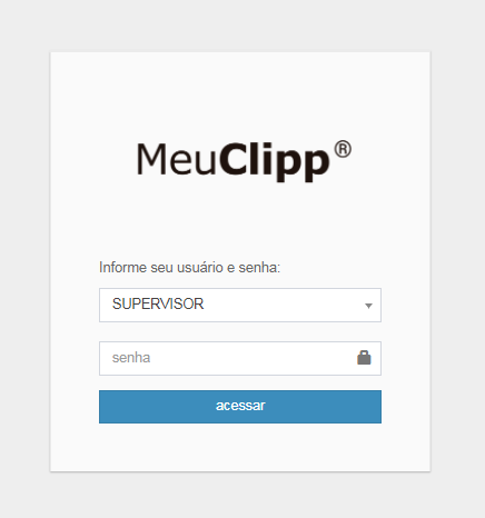 Campos de Usuário e Senha no login do MeuClipp Login com usuário e senha no MeuClipp