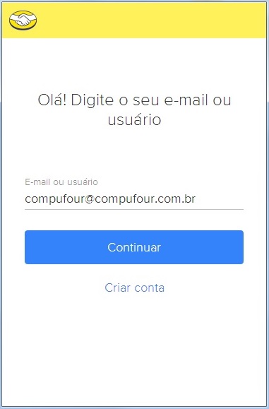 Tela de login do Mercado Livre com campo de e-mail Login do Mercado Livre