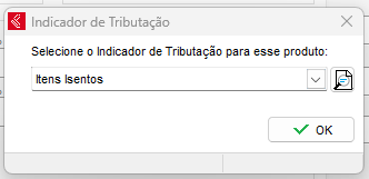 Seleção do indicador de tributação para a NF-e Selecionar indicador NF-e