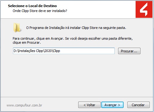 Escolha do local de destino da instalação secundária Local de destino da instalação