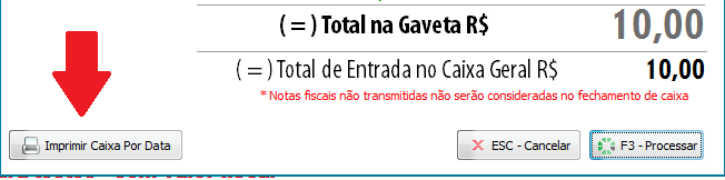 Opcao Imprimir Caixa por Data na tela de fechamento Imprimir Caixa por Data