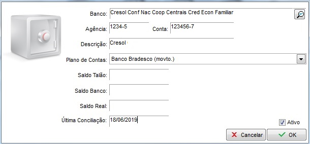 Preenchimento de Agência e Conta do Cresol Agência e Conta do Cresol