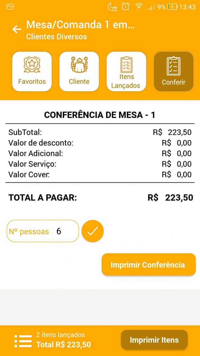 Aba Conferência do Clipp Cheff Aba Conferência