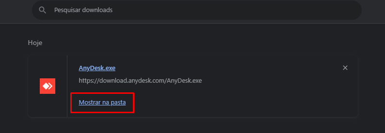 Tela de Downloads com o aplicativo AnyDesk Tela de Downloads