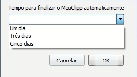 Definição do tempo para finalizar o MeuClipp automaticamente Tempo de finalização automática do MeuClipp