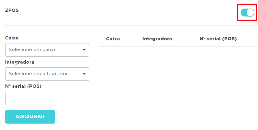 Opção ZPOS marcada como SIM ZPOS marcado como SIM