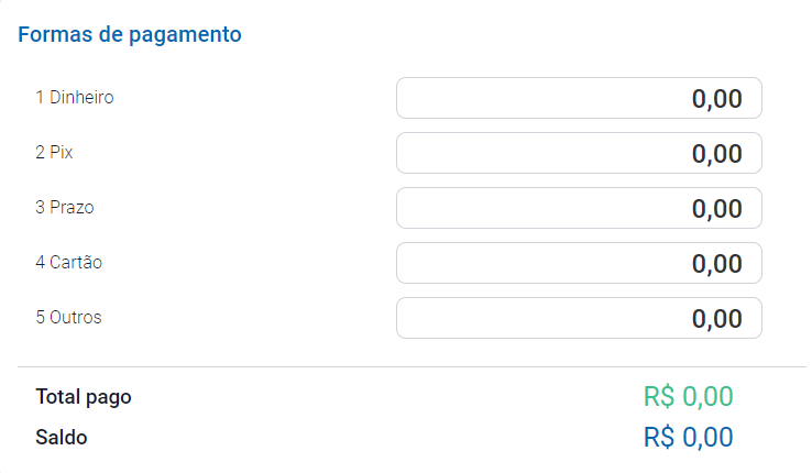 Aba Forma de pagamento da NFS-e Aba Forma de pagamento