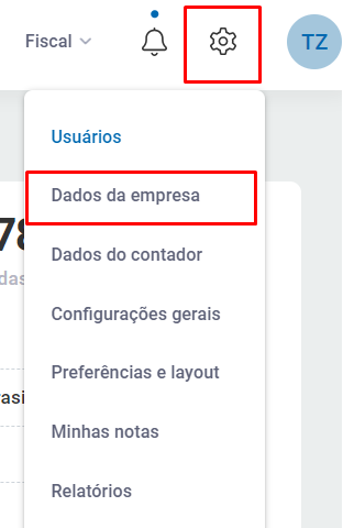 Acesso a Configurações e Dados da empresa no ZWeb Configurações e Dados da empresa no ZWeb