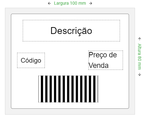 Exemplo de formatacao de etiqueta no Terminal ZWeb Exemplo de formatacao da etiqueta