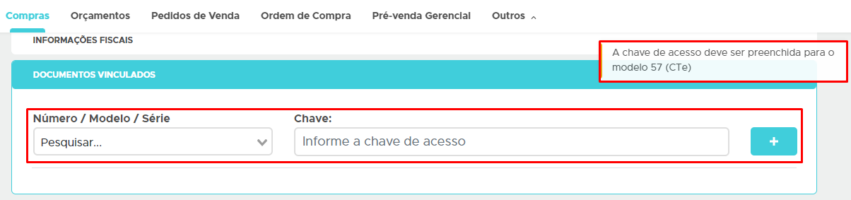 Seleção da natureza de operação e do CFOP do conhecimento de frete Natureza de operação do conhecimento de frete