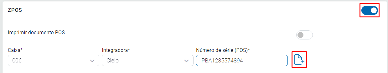 Ativação da opção ZPOS nas configurações Opção ZPOS ativada