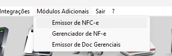 Acesso ao Emissor NFC-e pelos Módulos Adicionais Emissor NFC-e