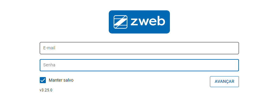 Tela de login do Terminal ZWeb Login do usuario no Terminal ZWeb