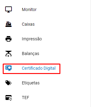 Aba Certificado Digital no Terminal ZWeb Modulo Certificado Digital no Terminal ZWeb