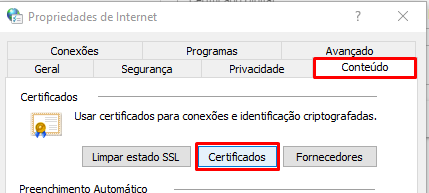 Certificados digitais disponiveis para selecao no Terminal ZWeb Certificados instalados no computador