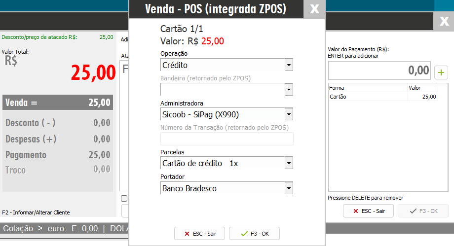 Finalização como Venda POS integrada ZPOS Finalização como Venda POS integrada ZPOS