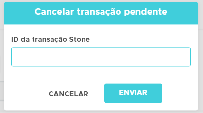 Tela para informar o ID da Transação Stone ID da Transação Stone