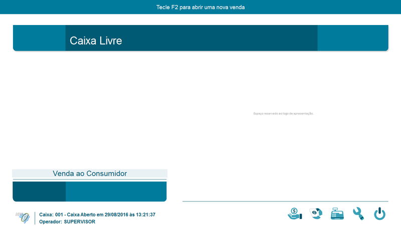 Tela inicial de Caixa Livre