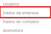 Menu Configurações - Dados da Empresa para o certificado A1 Configurações - Dados da Empresa