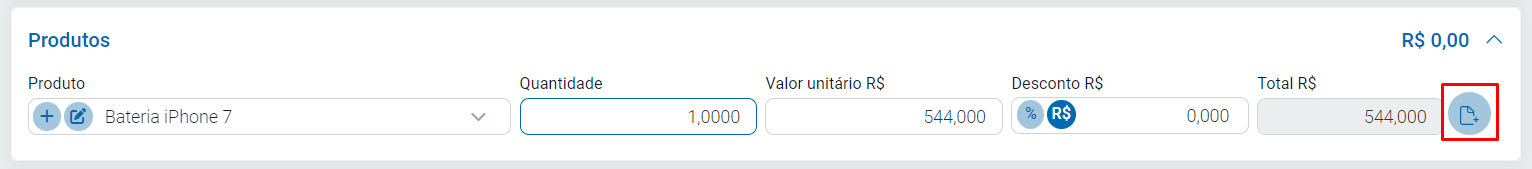 Produto lançado na nota de importação Produto lançado na nota