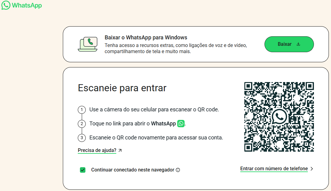QR-Code para login no WhatsApp Web QR-Code do WhatsApp Web